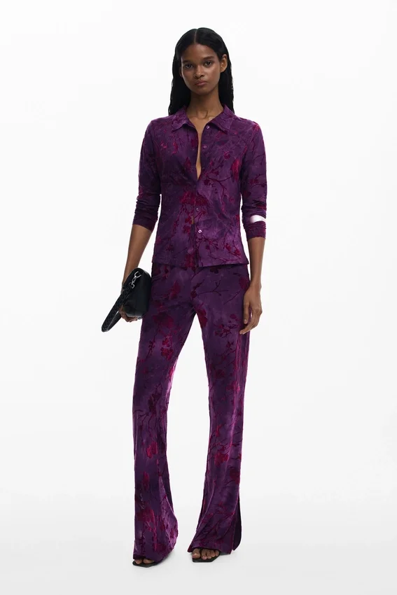 Flared Textured Fluid Pants Flared Textured Fluid Pants