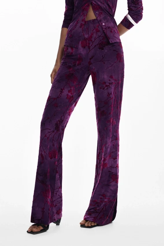 Flared Textured Fluid Pants Flared Textured Fluid Pants