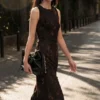 Flocked Midi Dress