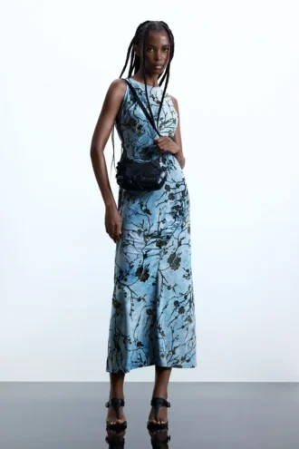 Flocked Midi Dress