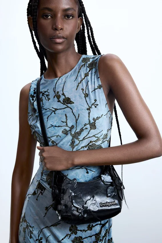 Flocked Midi Dress Flocked Midi Dress