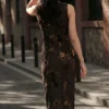 Flocked Midi Dress