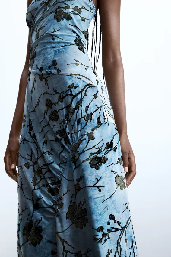 Flocked Midi Dress Flocked Midi Dress
