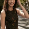 Flocked Midi Dress