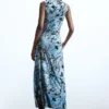 Flocked Midi Dress Flocked Midi Dress