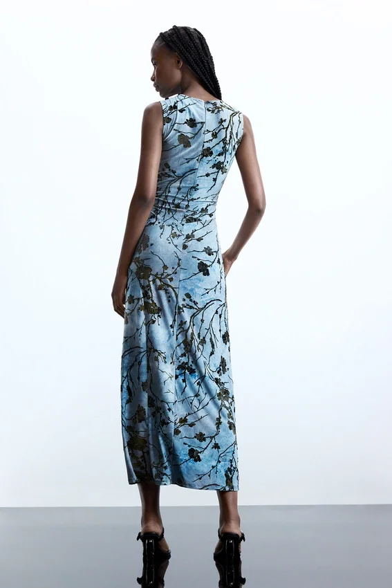 Flocked Midi Dress Flocked Midi Dress