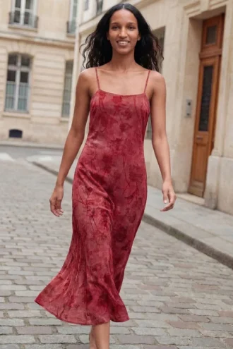 Flocked Strap Dress