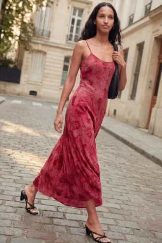 Flocked Strap Dress