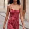 Flocked Strap Dress