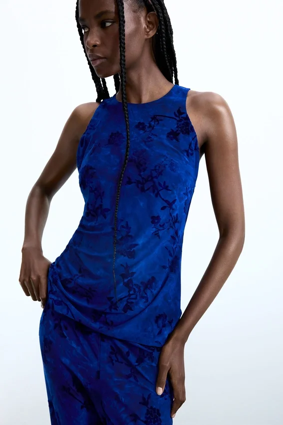 Flocked Strappy T-Shirt Flocked Strappy T-Shirt