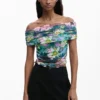 Floral Boat Neck T-Shirt Floral Boat Neck T-Shirt