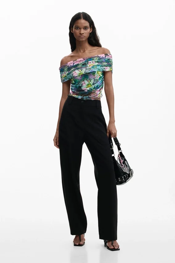 Floral Boat Neck T-Shirt Floral Boat Neck T-Shirt