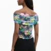 Floral Boat Neck T-Shirt Floral Boat Neck T-Shirt