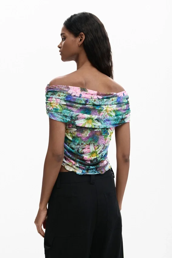Floral Boat Neck T-Shirt Floral Boat Neck T-Shirt