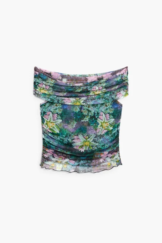 Floral Boat Neck T-Shirt Floral Boat Neck T-Shirt