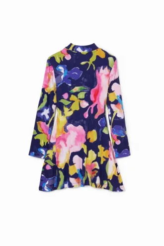 Floral Dress with a High Neck