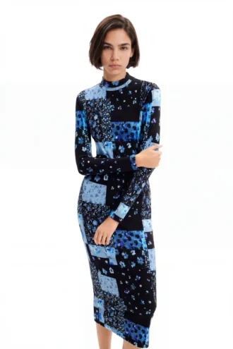 Floral Ribbed Midi Dress