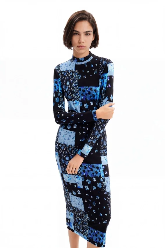 Floral Ribbed Midi Dress Floral Ribbed Midi Dress