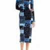 Floral Ribbed Midi Dress Floral Ribbed Midi Dress