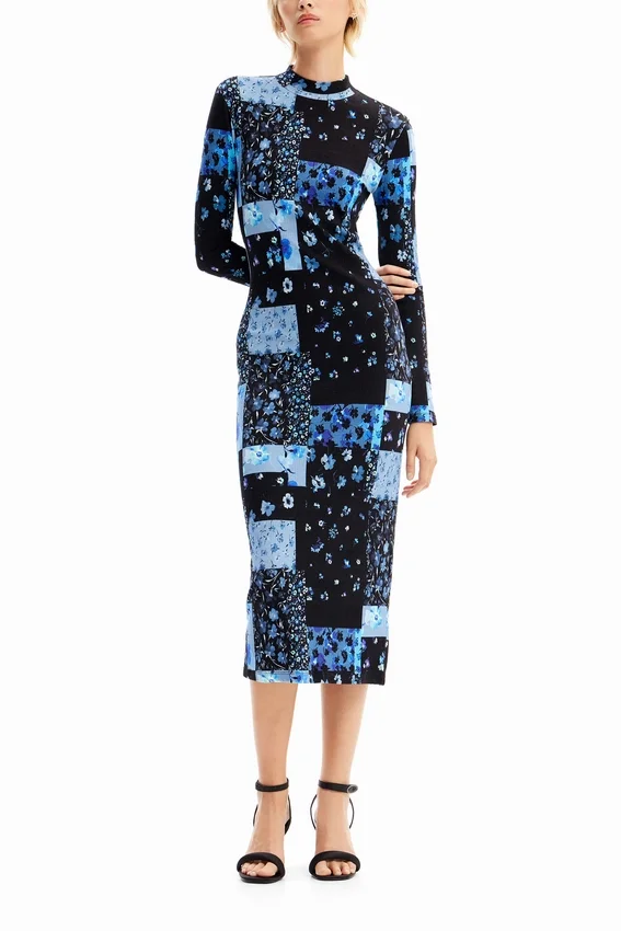 Floral Ribbed Midi Dress Floral Ribbed Midi Dress