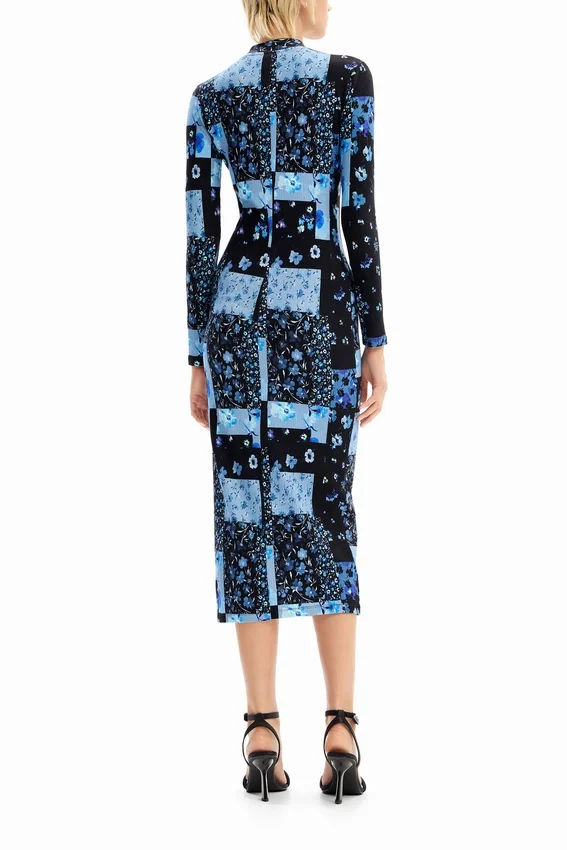 Floral Ribbed Midi Dress Floral Ribbed Midi Dress