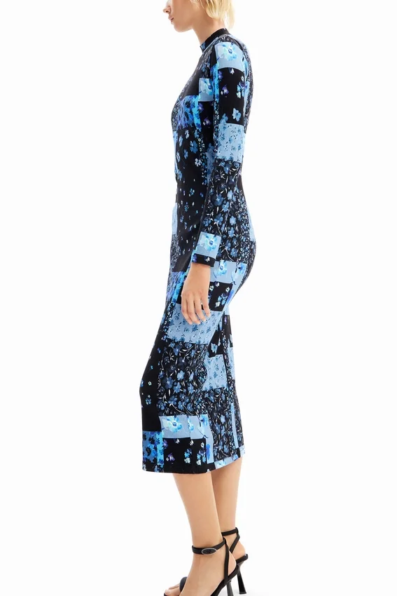 Floral Ribbed Midi Dress Floral Ribbed Midi Dress