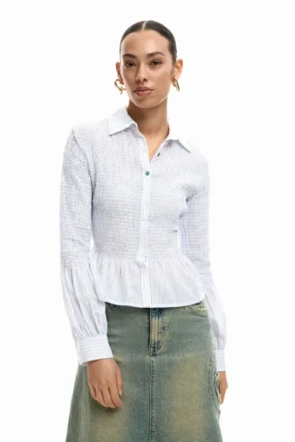 Gathered Striped Shirt