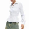 Gathered Striped Shirt
