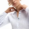 Gathered Striped Shirt