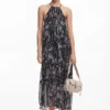 Halter Dress with Floral Illustrations Halter Dress with Floral Illustrations