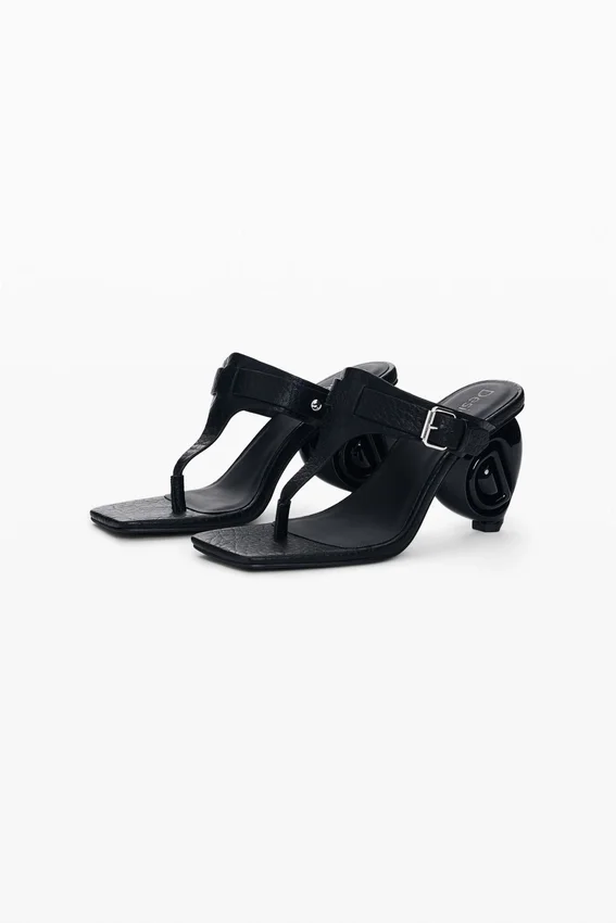 Heeled Sandal Leather Effect Heeled Sandal Leather Effect