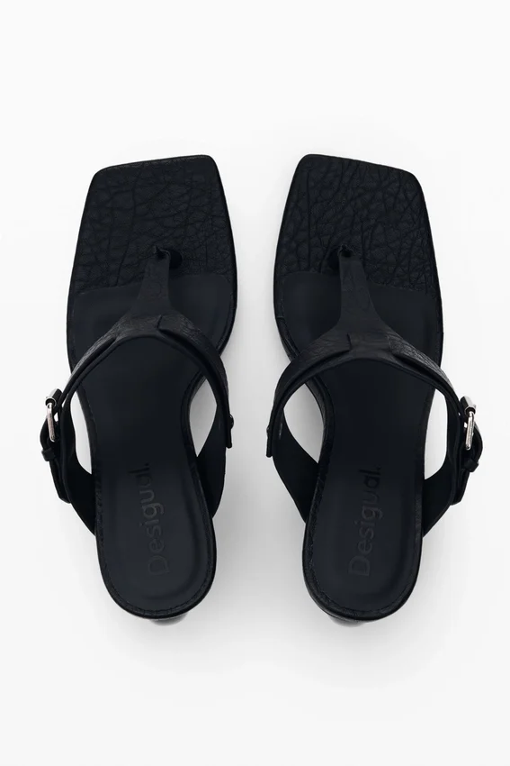 Heeled Sandal Leather Effect Heeled Sandal Leather Effect