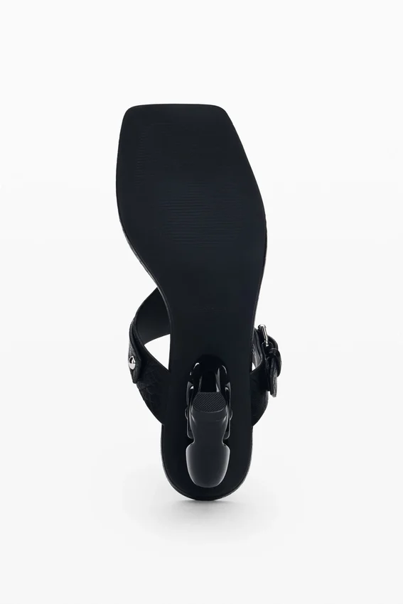 Heeled Sandal Leather Effect Heeled Sandal Leather Effect