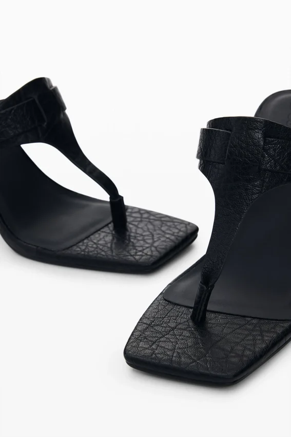 Heeled Sandal Leather Effect Heeled Sandal Leather Effect
