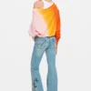 Jeans Trousers with Flower Topstitching