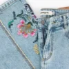 Jeans Trousers with Flower Topstitching