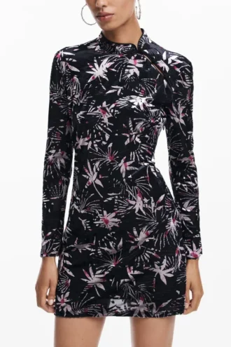 Kimono Neck Leaf Dress