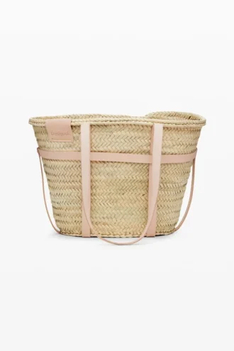 L Leather Wicker Basket