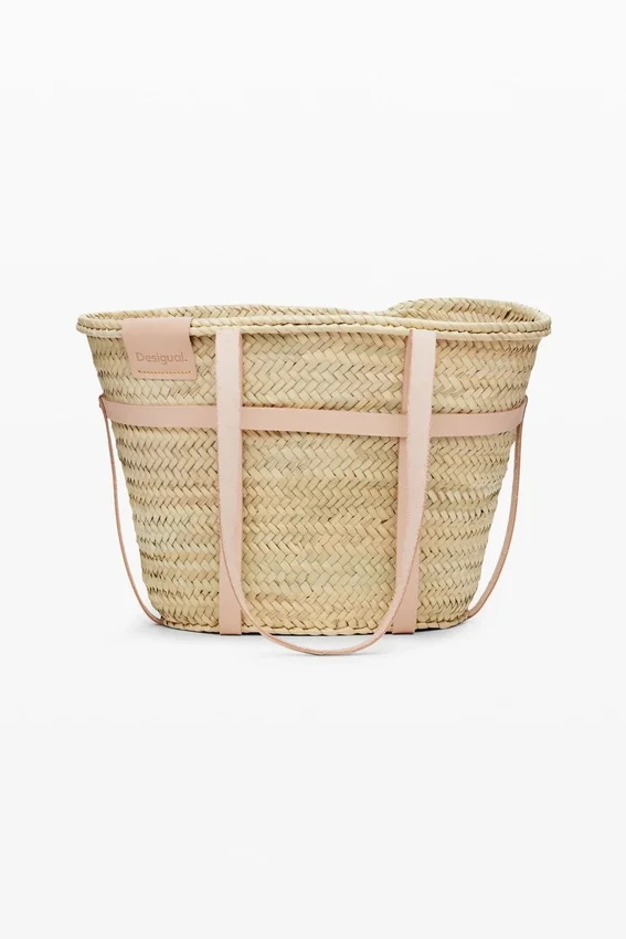 L Leather Wicker Basket L Leather Wicker Basket