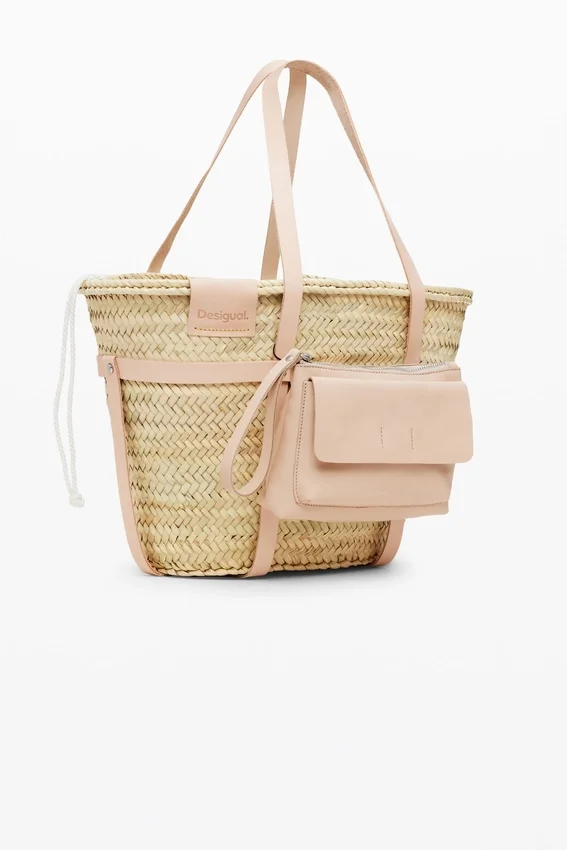 L Leather Wicker Basket L Leather Wicker Basket
