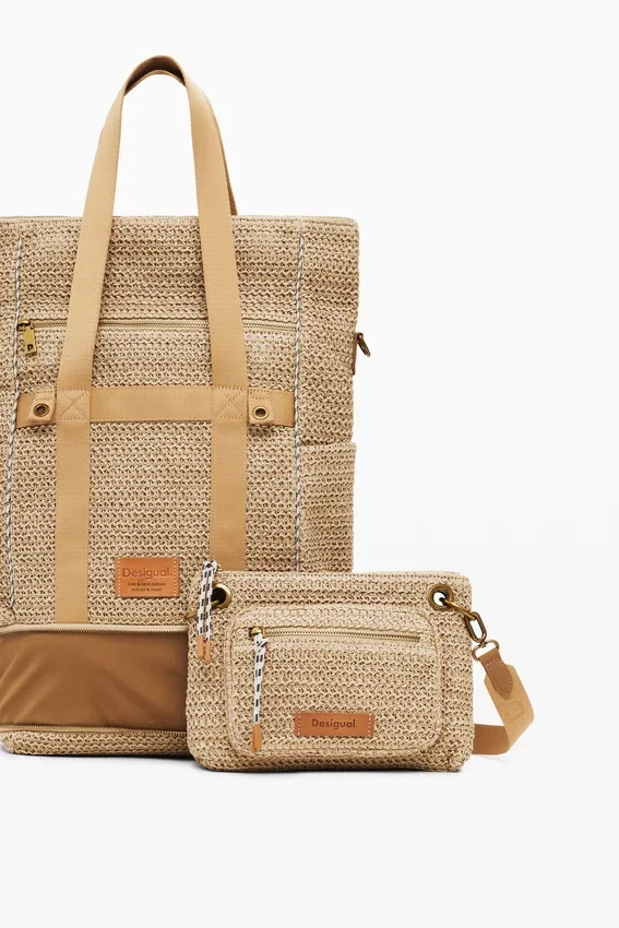Large Modular Raffia Backpack Large Modular Raffia Backpack