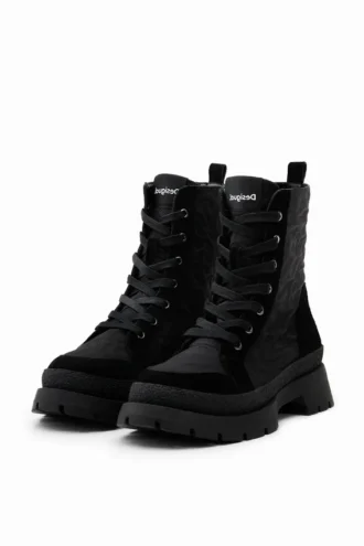 Leopard-Effect Lace-Up Boots