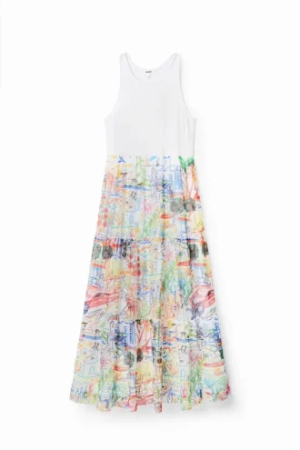 Long Combination Tulle Dress