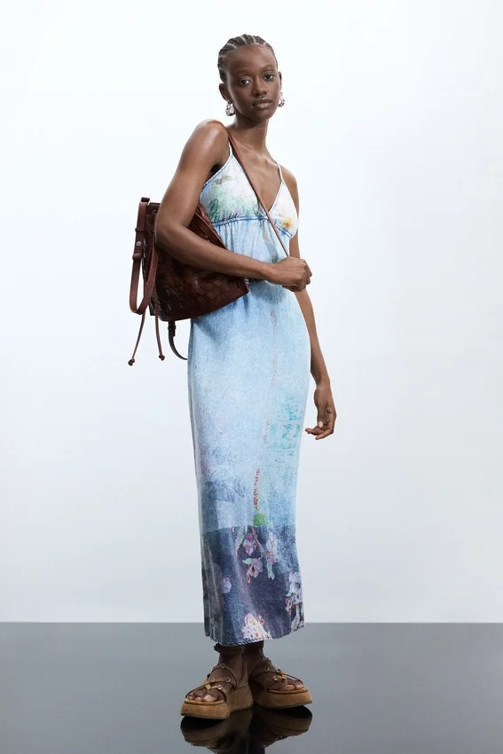 Long Denim Strappy Dress Long Denim Strappy Dress