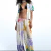 Long Floral Print Trousers