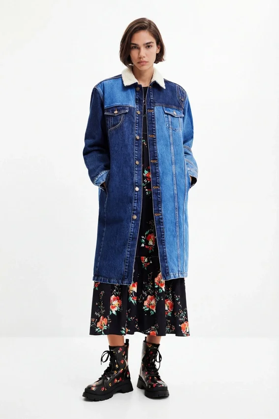 Long Padded Denim Jacket Long Padded Denim Jacket