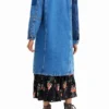 Long Padded Denim Jacket Long Padded Denim Jacket