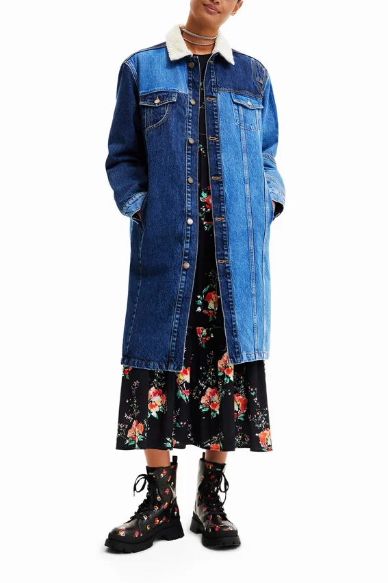 Long Padded Denim Jacket Long Padded Denim Jacket