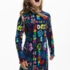 Long Sleeve Lettering Dress