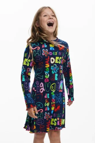 Long Sleeve Lettering Dress